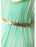 Peter Pan Gold Sequin Collar Mint Green Pleated Chiffon Flower Girl Dress